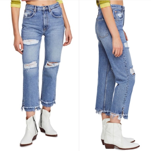 Free People Denim - Free People Lita Ripped Straight Leg Jeans